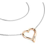 Dámský náhrdelník zlato mix 585/1000 přírodní diamant 0.012 ct G/SI srdce s briliantem 10917-NH01-BCV délka 42 cm