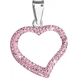 Stříbrný přívěsek s krystaly Swarovski růžové srdce 34093.3
