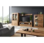 VEVEY Obývací stěna divoký/pevný dub, přírodní, olejovaný porost s prasklinami