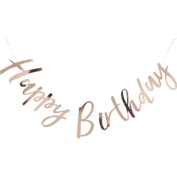 Girlanda Happy Birthday - růžové zlato