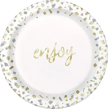 Moje Party TALÍŘKY papírové Zlaté konfety 17cm 10ks