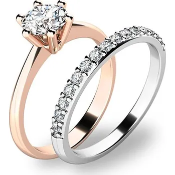 Prsten Zásnubní prsten zlato mix 585/1000 zirkon set zásnubních z kombinovaného 10720-SET01-RB velikost 52