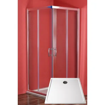 ARTTEC Sprchový kout čtvercový SMARAGD 90 x 90 x 208 cm čiré sklo s vaničkou z litého mramoru POLARIS a panelem PAN04654