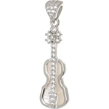 Přívěsek Stříbrný přívěšek housle se zirkony STRZ0998F