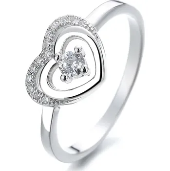 Prsten Stříbrný prsten dvojité srdce s kamínkem MYA Velikost:6 (EU: 51-53) Ag/; ≤1,63 g 10044_6