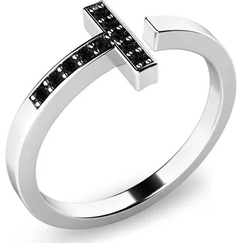 Prsten Dámský prsten přírodní diamant 0.060 ct černé brilianty bílé zlato 140014B-DIA-Black velikost 61