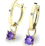 Dámské náušnice žluté zlato 585/1000 přírodní diamant 0.45 ct G/SI oválky s a tanzanity tanzanit 10861-ZL-DIA-TAN