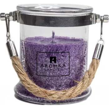 Svíčka Přírodní vonná svíčka palmová - AROMKA - Svíčka ve skle s provazem, 300 ml Vůně: Levandule