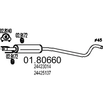 Auto-moto Střední tlumič výfuku MTS 01.80660
