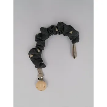 klip na dudlíky Baby Klip k dudlíku bavlna srdíčka šedá