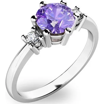 Prsten Dámský prsten bílé zlato 585/1000 přírodní diamant 0.90 ct G/SI s tanzanitem a tanzanit 10856B-TZNT velikost 62