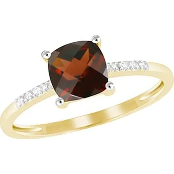 Prsten Dámský prsten žluté zlato 585/1000 přírodní diamant 1.15 ct granát GKW48525GR velikost 54