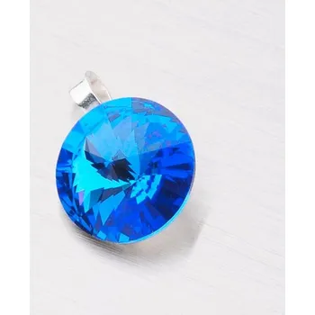 Přívěsek Dámský přívěsek stříbro 925 krystaly tmavě modrým 10 mm modré kameny D119TM-JK
