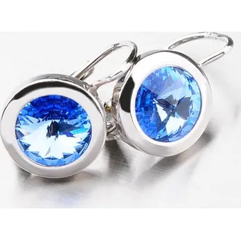 Náušnice Dámské náušnice stříbro 925 krystaly modrým 10 mm modré kameny N503M-JK