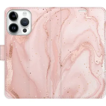 Pouzdro na mobilní telefon Flipové pouzdro iSaprio - RoseGold Marble - iPhone 15 Pro
