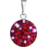 Stříbrný přívěsek s krystaly Swarovski červený kulatý 34225.3 cherry