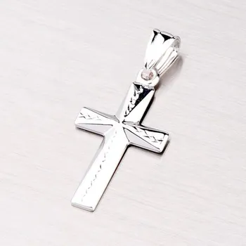 Šperk Přívěsek bílé zlato 585 kříž s gravírováním 43-21072