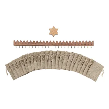 Vánoční dekorace Dřevěný adventní kalendář s 24 pytlíčky 476605