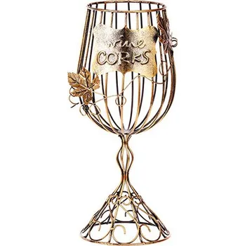 Číše na korkové špunty od vína. Kovová interiérová dekorace.