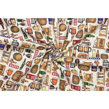 Bavlněné plátno - Dekorační vzor pivo | beer