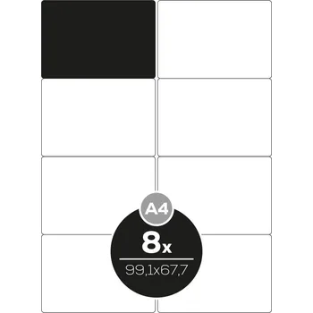 Speciální papír Etikety Top Stick A4/100 ks, 99,1x67,7 mm - 8 etiket, bílé