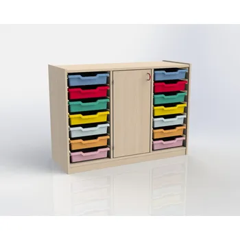 Komoda TVAR v.d. Klatovy Skříňka s dvířky a 14 plastovými zásuvkami