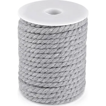 Šňůra na prádlo Bavlněná šňůra kroucená Ø8 mm macrame Varianta: 4 šedá, Balení: 20 m
