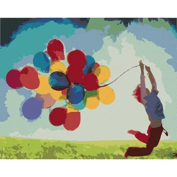 Hračka Diamondi Diamantové malování - DÍTĚ A BAREVNÉ BALONKY Rozměr: 40x50 cm, Rámování: vypnuté plátno na rám