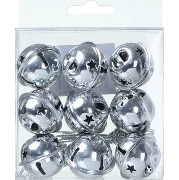 Vánoční dekorace Impap Rolničky kovové 9ks 3 cm-silver