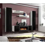 Asm Obývací stěna FLY M1, bílá matná/černý lesk