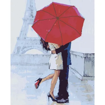 Hračka Diamondi Diamantové malování - MILENCI V PAŘÍŽI S DEŠTNÍKEM III Rozměr: 40x50 cm, Rámování: bez rámu a bez vypnutí plátna