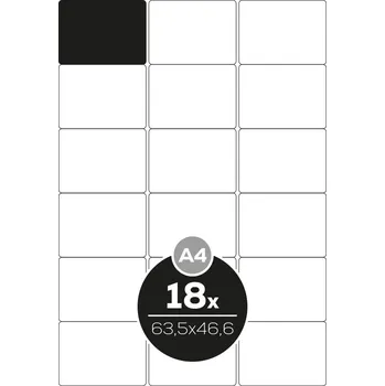 Speciální papír Etikety Top Stick A4/100 ks, 63,5x46,6 mm - 18 etiket, bílé