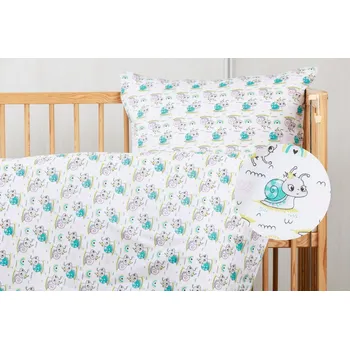 Povlečení JAN peří Dětské povlečení do postýlky - šnečci - povlečení do postýlky 60x45cm/135x90 cm šnečci