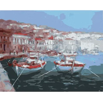 Hračka Diamondi Diamantové malování - DVĚ STEJNÉ LOĎKY V PŘÍSTAVU Rozměr: 40x50 cm, Rámování: bez rámu a bez vypnutí plátna