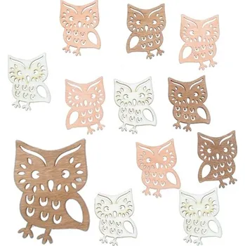 Vánoce ANDĚL Sova dřevěná 4 cm, 12 ks