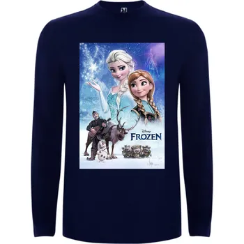 Dívčí tričko Tričko s dlouhým rukávem Frozen Wallpaper Barva: Námořnická modrá/Navy, Velikost: 146/152 - 10/12