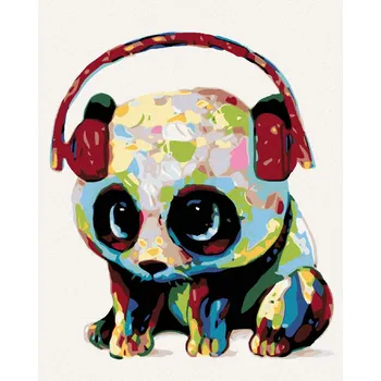 Hračka Diamondi Diamantové malování - PANDA SE SLUCHÁTKY Rozměr: 40x50 cm, Rámování: bez rámu a bez vypnutí plátna