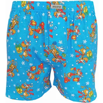 Trenýrky Andrie PS 5774 světle modré vánoční pánské trenýrky Barva: modrá světlá, Velikost: XL