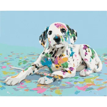 Diamondi Diamantové malování - DALMATIN A ROZLITÉ BARVY Rozměr: 40x50 cm, Rámování: vypnuté plátno na rám