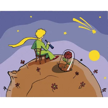 Hračka Diamondi Diamantové malování - MALÝ PRINC PŘI POHLEDU NA HVĚZDY Rozměr: 40x50 cm, Rámování: bez rámu a bez vypnutí plátna