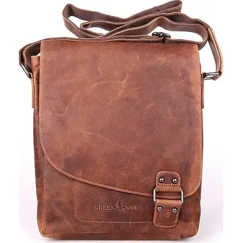 Střední/velká světlehnědá kožená crossbody taška GreenWood no. 836 na formát A4