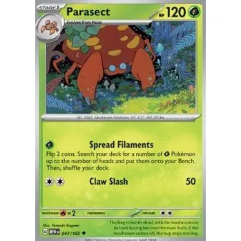 Sběratelská karetní hra Pokémon MEW 047/165 Parasect - 151 Stav: Near Mint, Verze: NORMAL