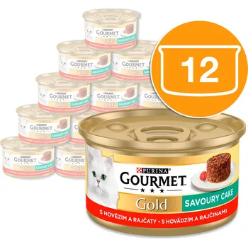 Gourmet Gold Savoury Cake s hovězím a rajčaty 12 x 85g