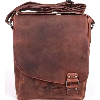 Střední/velká hnědá kožená crossbody taška GreenWood no. 836 na formát A4