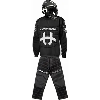 Florbal Unihoc Brankářský SET Shield JR black + maska shield black/white vel. 140