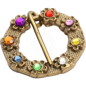 Brož Výprodej Mosazná brož s pestrobarevnými kaménky - Outlet