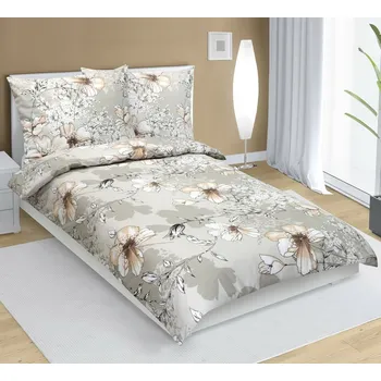 Povlečení Bellatex Flanelové povlečení kávový ibišek 140 x 220, 70 x 90 cm zipový uzávěr