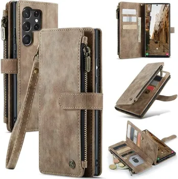Pouzdro na mobilní telefon Pouzdro na Samsung Galaxy S23 Ultra CASEME Deluxe hnědé