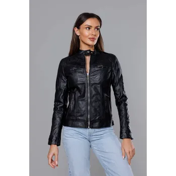 Dámská cargo bunda Dámská černá bunda ramoneska se stojáčkem USH6B J.STYLE, odstíny černé XL (42) i392_20937-53