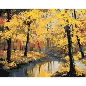 Diamondi Diamantové malování - PODZIMNÍ LES A ŘEKA Rozměr: 40x50 cm, Rámování: bez rámu a bez vypnutí plátna